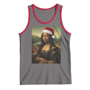 Funny Black Christmas Tank Top Vintage Mona Lisa Afro Santa Da Vinci Xmas TS10 Deep Heather Red Print Your Wear