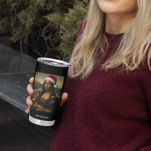 Funny Black Christmas Tumbler Cup Vintage Mona Lisa Afro Santa Da Vinci Xmas - Print Your Wear