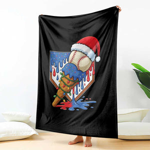 Christmas Baseball Ice Cream Drip Throw Blanket Santa Sports Player Xmas Light Boys Baseball Bat TS10 Print Your Wear