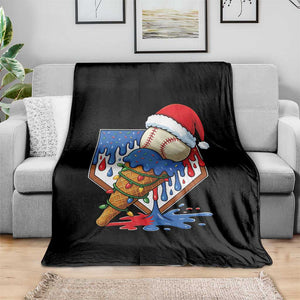 Christmas Baseball Ice Cream Drip Throw Blanket Santa Sports Player Xmas Light Boys Baseball Bat TS10 Print Your Wear