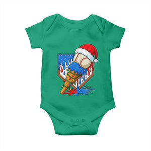 Christmas Baseball Ice Cream Drip Baby Onesie Santa Sports Player Xmas Light Boys Baseball Bat TS10 Irish Green Print Your Wear