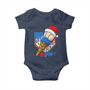 Christmas Baseball Ice Cream Drip Baby Onesie Santa Sports Player Xmas Light Boys Baseball Bat TS10 Navy Print Your Wear