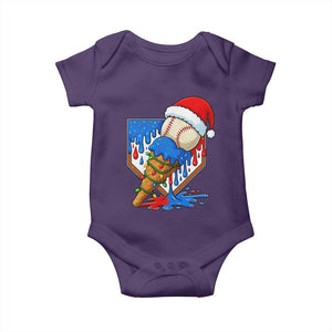 Christmas Baseball Ice Cream Drip Baby Onesie Santa Sports Player Xmas Light Boys Baseball Bat TS10 Purple Print Your Wear