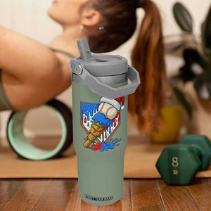 Christmas Baseball Ice Cream Drip Flip Straw Tumbler Santa Sports Player Xmas Light Boys Baseball Bat TS10 One Size: 30 oz Moss Green Print Your Wear
