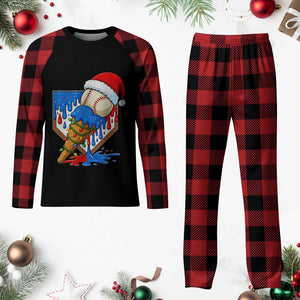 Christmas Baseball Ice Cream Drip Plaid Pajama Set Santa Sports Player Xmas Light Boys Baseball Bat TS10 Buffalo Plaid Print Your Wear