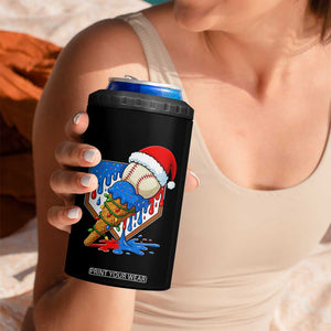 Christmas Baseball Ice Cream Drip 4 in 1 Can Cooler Tumbler Santa Sports Player Xmas Light Boys Baseball Bat TS10 Print Your Wear