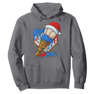 Christmas Baseball Ice Cream Drip Hoodie Santa Sports Player Xmas Light Boys Baseball Bat TS10 Charcoal Print Your Wear