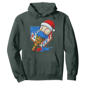 Christmas Baseball Ice Cream Drip Hoodie Santa Sports Player Xmas Light Boys Baseball Bat TS10 Dark Forest Green Print Your Wear