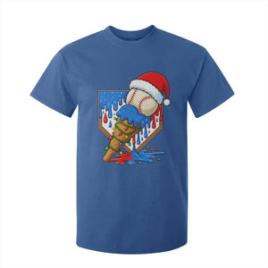 Christmas Baseball Ice Cream Drip T Shirt For Kid Santa Sports Player Xmas Light Boys Baseball Bat TS10 Royal Blue Print Your Wear