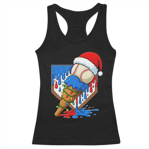 Christmas Baseball Ice Cream Drip Racerback Tank Top Santa Sports Player Xmas Light Boys Baseball Bat TS10 Black Print Your Wear