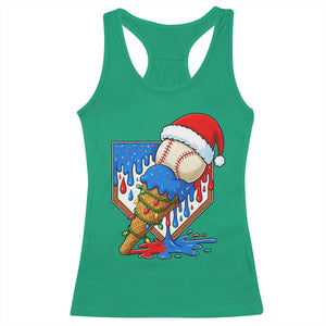 Christmas Baseball Ice Cream Drip Racerback Tank Top Santa Sports Player Xmas Light Boys Baseball Bat TS10 Irish Green Print Your Wear