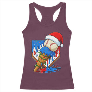 Christmas Baseball Ice Cream Drip Racerback Tank Top Santa Sports Player Xmas Light Boys Baseball Bat TS10 Maroon Print Your Wear