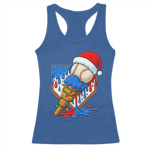 Christmas Baseball Ice Cream Drip Racerback Tank Top Santa Sports Player Xmas Light Boys Baseball Bat TS10 Royal Blue Print Your Wear