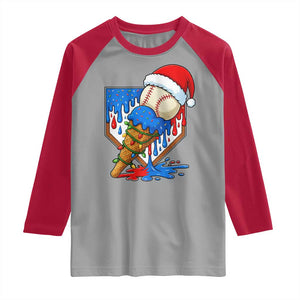 Christmas Baseball Ice Cream Drip Raglan Shirt Santa Sports Player Xmas Light Boys Baseball Bat TS10 Sport Gray Red Print Your Wear