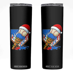 Christmas Baseball Ice Cream Drip Skinny Tumbler Santa Sports Player Xmas Light Boys Baseball Bat TS10 Black Print Your Wear