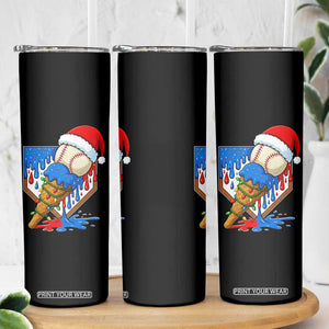 Christmas Baseball Ice Cream Drip Skinny Tumbler Santa Sports Player Xmas Light Boys Baseball Bat TS10 Print Your Wear