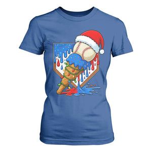 Christmas Baseball Ice Cream Drip T Shirt For Women Santa Sports Player Xmas Light Boys Baseball Bat TS10 Royal Blue Print Your Wear