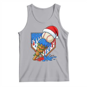 Christmas Baseball Ice Cream Drip Tank Top Santa Sports Player Xmas Light Boys Baseball Bat TS10 Athletic Heather Print Your Wear