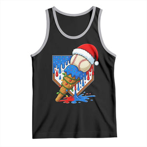 Christmas Baseball Ice Cream Drip Tank Top Santa Sports Player Xmas Light Boys Baseball Bat TS10 Black Athletic Heather Print Your Wear