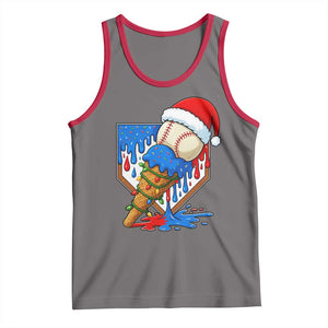 Christmas Baseball Ice Cream Drip Tank Top Santa Sports Player Xmas Light Boys Baseball Bat TS10 Deep Heather Red Print Your Wear