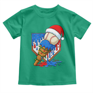 Christmas Baseball Ice Cream Drip Toddler T Shirt Santa Sports Player Xmas Light Boys Baseball Bat TS10 Irish Green Print Your Wear