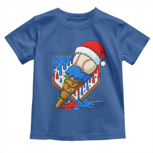 Christmas Baseball Ice Cream Drip Toddler T Shirt Santa Sports Player Xmas Light Boys Baseball Bat TS10 Royal Blue Print Your Wear