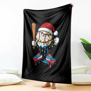 Christmas Baseball Ice Cream Drip Throw Blanket Santa Sports Xmas Baseball Player TS10 Print Your Wear