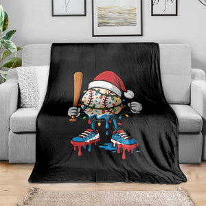 Christmas Baseball Ice Cream Drip Throw Blanket Santa Sports Xmas Baseball Player TS10 Print Your Wear