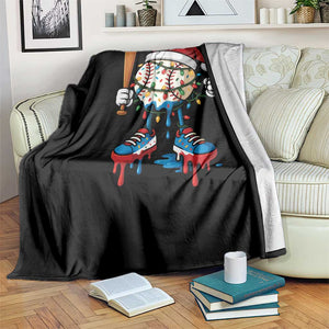 Christmas Baseball Ice Cream Drip Throw Blanket Santa Sports Xmas Baseball Player TS10 Print Your Wear