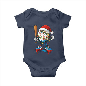 Christmas Baseball Ice Cream Drip Baby Onesie Santa Sports Xmas Baseball Player TS10 Navy Print Your Wear