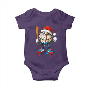 Christmas Baseball Ice Cream Drip Baby Onesie Santa Sports Xmas Baseball Player TS10 Purple Print Your Wear