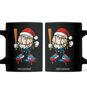 Christmas Baseball Ice Cream Drip Coffee Mug Santa Sports Xmas Baseball Player TS10 Black Print Your Wear