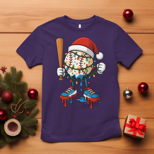 Christmas Baseball Ice Cream Drip T Shirt Santa Sports Xmas Baseball Player TS10 Purple Print Your Wear