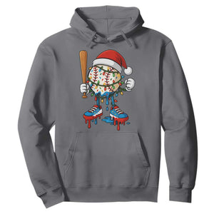 Christmas Baseball Ice Cream Drip Hoodie Santa Sports Xmas Baseball Player TS10 Charcoal Print Your Wear