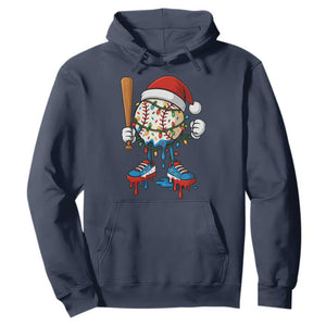 Christmas Baseball Ice Cream Drip Hoodie Santa Sports Xmas Baseball Player TS10 Navy Print Your Wear