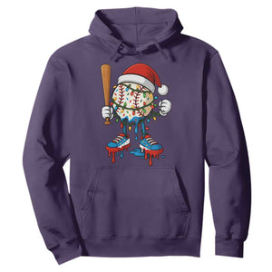 Christmas Baseball Ice Cream Drip Hoodie Santa Sports Xmas Baseball Player TS10 Purple Print Your Wear