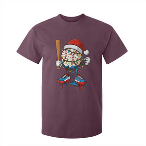 Christmas Baseball Ice Cream Drip T Shirt For Kid Santa Sports Xmas Baseball Player TS10 Maroon Print Your Wear