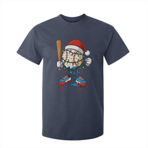 Christmas Baseball Ice Cream Drip T Shirt For Kid Santa Sports Xmas Baseball Player TS10 Navy Print Your Wear