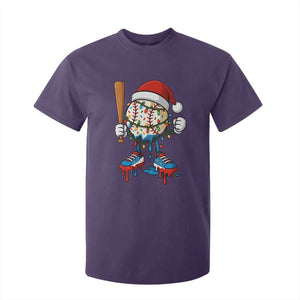 Christmas Baseball Ice Cream Drip T Shirt For Kid Santa Sports Xmas Baseball Player TS10 Purple Print Your Wear