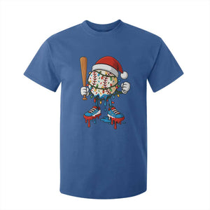 Christmas Baseball Ice Cream Drip T Shirt For Kid Santa Sports Xmas Baseball Player TS10 Royal Blue Print Your Wear