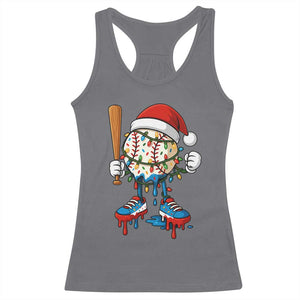 Christmas Baseball Ice Cream Drip Racerback Tank Top Santa Sports Xmas Baseball Player TS10 Charcoal Print Your Wear