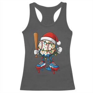 Christmas Baseball Ice Cream Drip Racerback Tank Top Santa Sports Xmas Baseball Player TS10 Dark Heather Print Your Wear