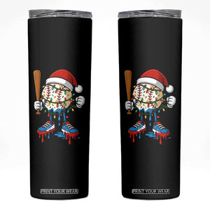 Christmas Baseball Ice Cream Drip Skinny Tumbler Santa Sports Xmas Baseball Player TS10 Black Print Your Wear