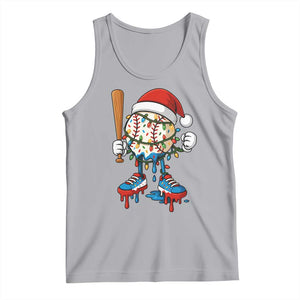 Christmas Baseball Ice Cream Drip Tank Top Santa Sports Xmas Baseball Player TS10 Athletic Heather Print Your Wear