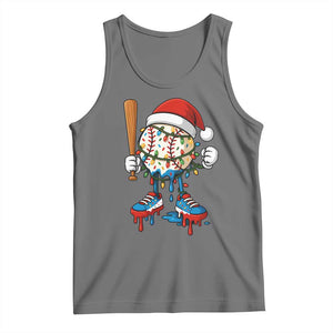 Christmas Baseball Ice Cream Drip Tank Top Santa Sports Xmas Baseball Player TS10 Black Heather Print Your Wear