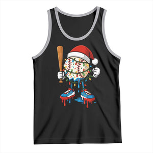 Christmas Baseball Ice Cream Drip Tank Top Santa Sports Xmas Baseball Player TS10 Black Athletic Heather Print Your Wear