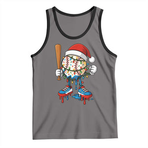 Christmas Baseball Ice Cream Drip Tank Top Santa Sports Xmas Baseball Player TS10 Deep Heather Black Print Your Wear