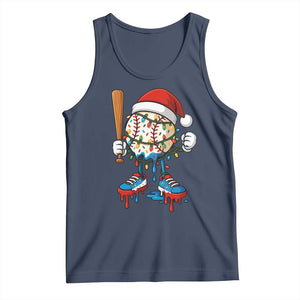 Christmas Baseball Ice Cream Drip Tank Top Santa Sports Xmas Baseball Player TS10 Navy Print Your Wear