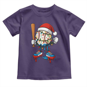 Christmas Baseball Ice Cream Drip Toddler T Shirt Santa Sports Xmas Baseball Player TS10 Purple Print Your Wear