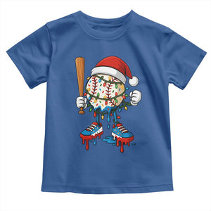 Christmas Baseball Ice Cream Drip Toddler T Shirt Santa Sports Xmas Baseball Player TS10 Royal Blue Print Your Wear
